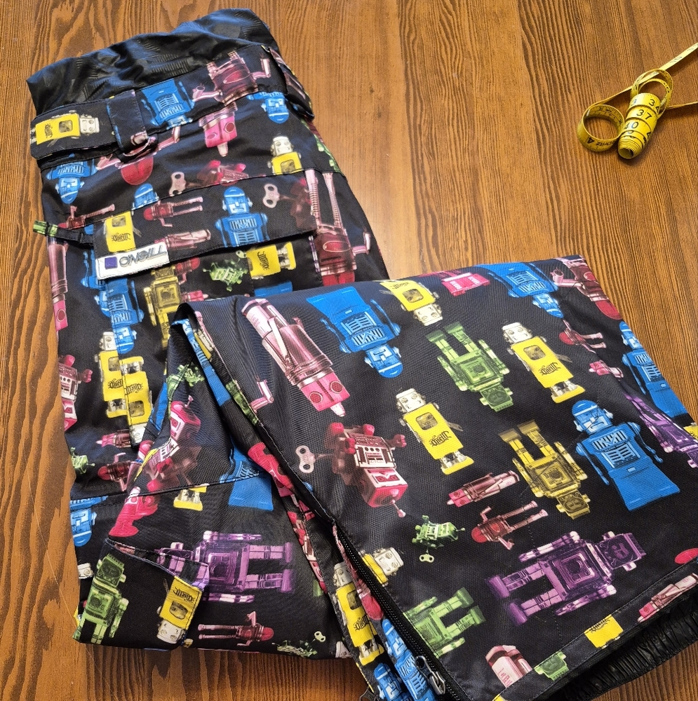 O'Neill Black Multicolor Robot Print Mens Lg Snowboard Pants 5000